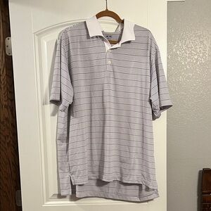 Adidas Black and White Striped Polo Shirt